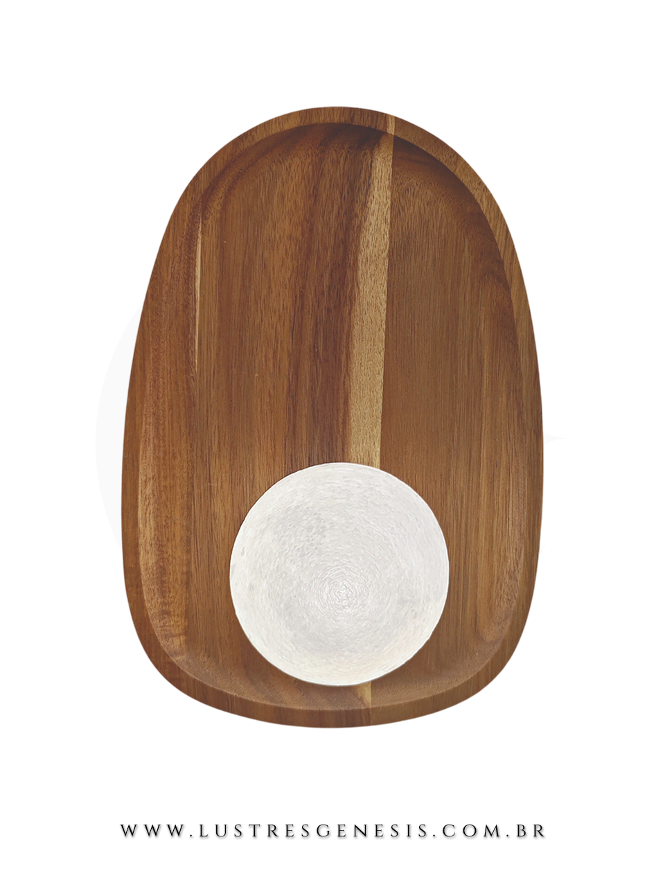 Arandela de Parede 30X21cm Globo Branco Madeira para Sala de Estar Quarto Hall Corredor e Lavabo